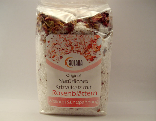 Bild von Kristall Badesalz mit Rosenblättern, 600g